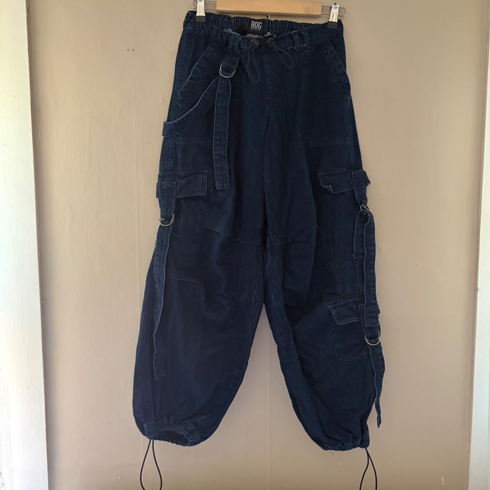 BDG Womens Baggy Cargo Pants Size XS Blue Streetwear Y2K Utility Strappy Skater